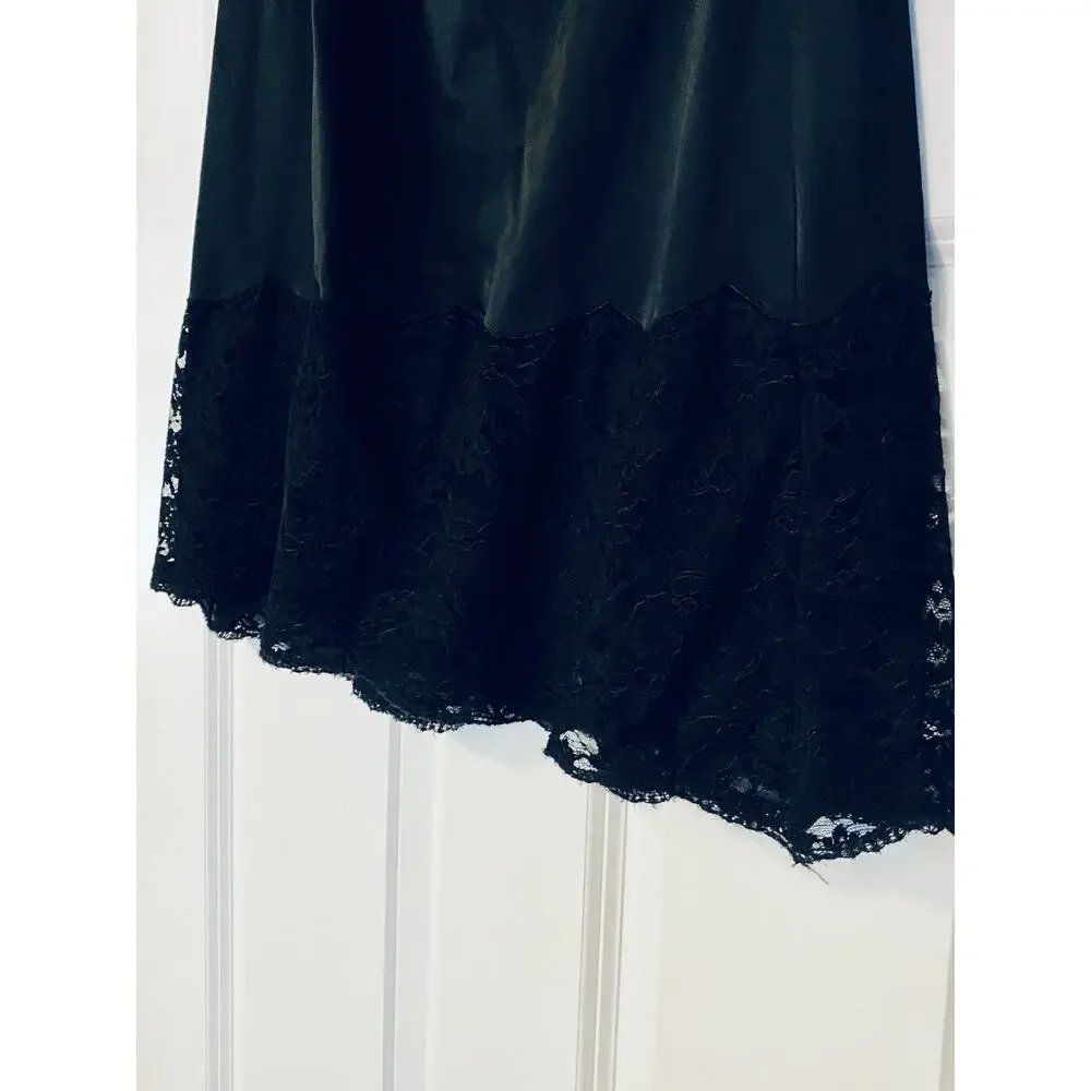 VANITY FAIR VINTAGE NYLON LACE LINGERIE HALF SLIP SKIRT Size Small Black